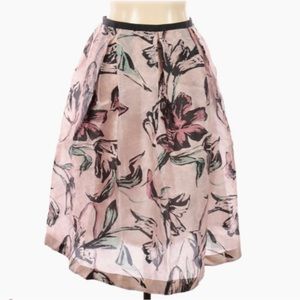 High waisted pink floral skirt